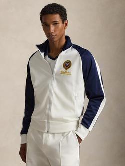 Ralph Lauren Wimbledon 2026 Knitted Full Zip Tracksuit Top, Ceramic White/Refined Navy, Ceramic Whit/Ref Nvy