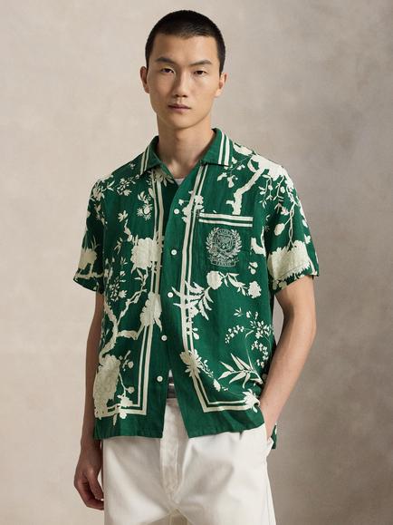 Polo Ralph Lauren Wimbledon 2026 Short Sleeve Linen Silk Blend Shirt, Championship Floral, Championship Floral