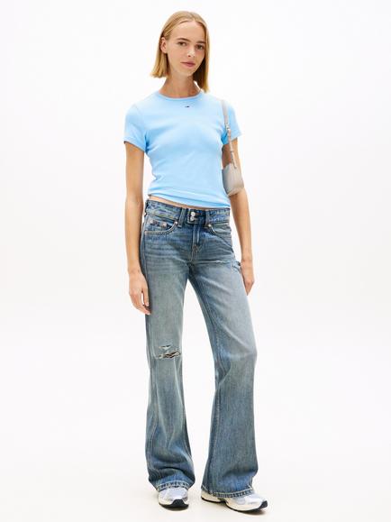Tommy Hilfiger Slim Fit Ribbed T-Shirt, Blue - view 2, Blue