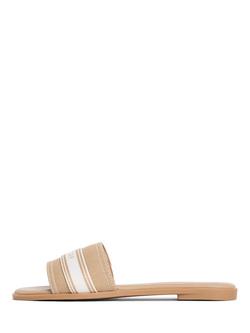 Tommy Hilfiger Canvas Denim Webbing Strap Mules, Beige, Beige