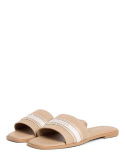 Tommy Hilfiger Canvas Denim Webbing Strap Mules, Beige - view 2, Beige