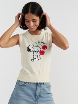 Chinti & Parker Snoopy Cherry Tank Top, Cream/Multi