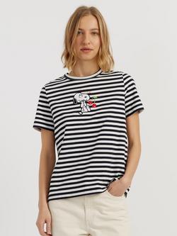 Chinti & Parker Snoopy Cherry Breton Stripe T-Shirt, Navy Multi, Navy Multi