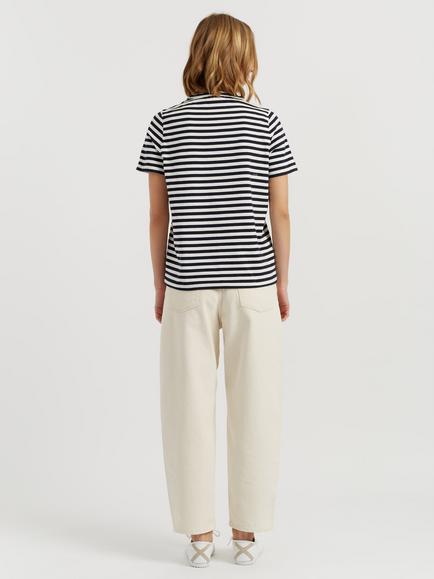 Chinti & Parker Snoopy Cherry Breton Stripe T-Shirt, Navy Multi - view 2, Navy Multi
