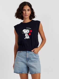 Chinti & Parker Snoopy Cherry Tank Top, Navy/Multi