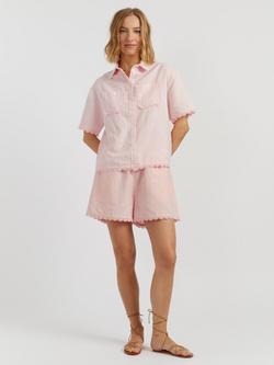 Chinti & Parker Linen Blend Scallop Edge Shirt, Light Pink