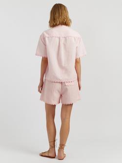 Chinti & Parker Linen Blend Scallop Edge Shirt - view 2, Light Pink