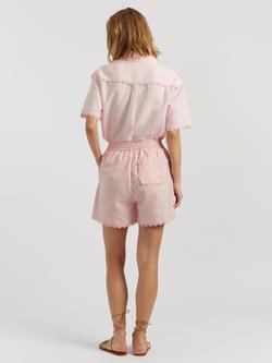 Chinti & Parker Linen Blend Scallop Edge Shorts - view 2, Light Pink
