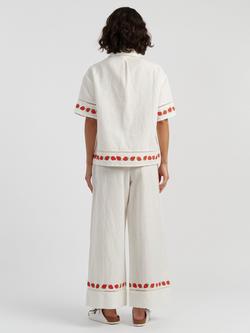 Chinti & Parker Linen Blend Strawberry Border Shirt, Cream - view 2, Cream