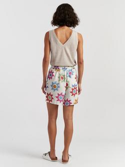 Chinti & Parker Sol Tie Waist Shorts, Cream/Multi - view 2, Cream/Multi