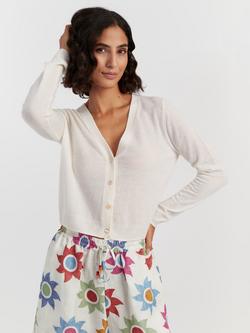 Chinti & Parker Air V-Neck Pure Cashmere Cardigan, Cream