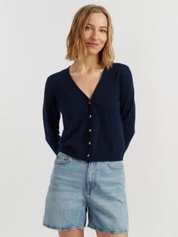 Chinti & Parker Air V-Neck Pure Cashmere Cardigan, Navy