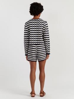 Chinti & Parker Cherry Crochet Stripe Cardigan, Navy/Cream - view 2, Navy/Cream