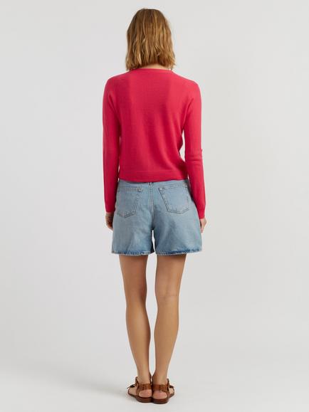 Chinti & Parker Air V-Neck Pure Cashmere Cardigan - view 2, Pink Raspberry