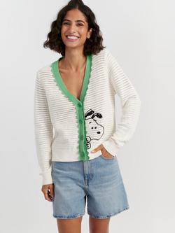 Chinti & Parker Snoopy Peek Crochet Cardigan, Cream