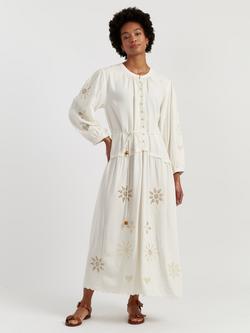 Chinti & Parker Broderie Linen Blend Dress, Cream