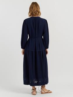 Chinti & Parker Broderie Linen Blend Dress - view 2, Navy