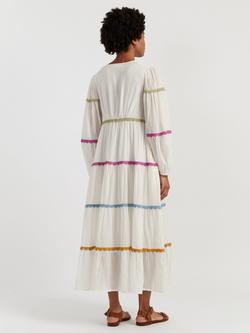 Chinti & Parker Scallop Trim Maxi Dress, Cream/Multi - view 2, Cream/Multi