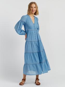 Chinti & Parker Scallop Trim Maxi Dress, Dusty Blue, Dusty Blue