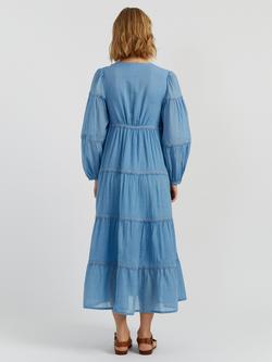 Chinti & Parker Scallop Trim Maxi Dress, Dusty Blue - view 2, Dusty Blue