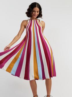 Chinti & Parker Rainbow Stripe Swing Dress, Multi, Multi