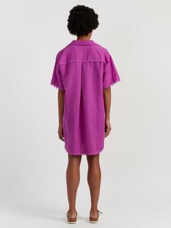 Chinti & Parker Linen Blend Scallop Edge Tunic Dress - view 2, Magenta