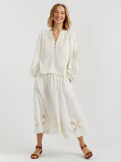 Chinti & Parker Floral Broderie Skirt, Cream