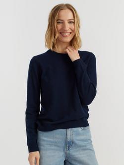 Chinti & Parker Air Crew Neck Pure Cashmere Jumper, Navy