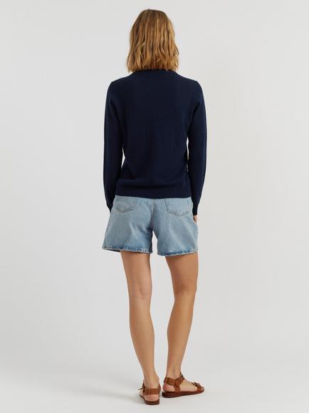 Chinti & Parker Air Crew Neck Pure Cashmere Jumper - view 2, Navy