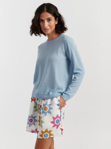 Chinti & Parker Air Crew Neck Pure Cashmere Jumper, Sky Blue