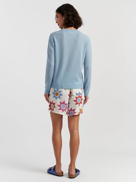 Chinti & Parker Air Crew Neck Pure Cashmere Jumper - view 2, Sky Blue