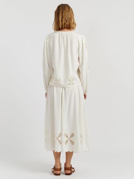 Chinti & Parker Long Sleeve Broderie Blouse - view 2, Cream