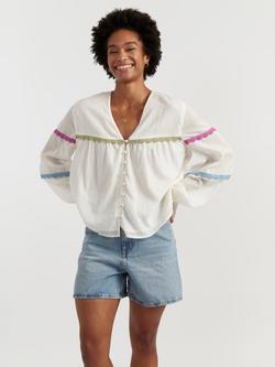 Chinti & Parker Scallop Trim Shirt, Cream/Multi, Cream/Multi