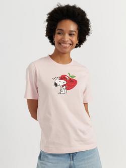 Chinti & Parker Snoopy Apple T-Shirt, Light Pink