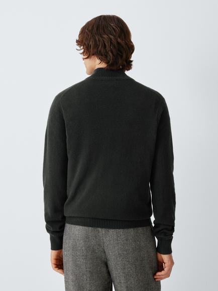 John Lewis Zip Neck Cashmere Jumper - view 2, Black