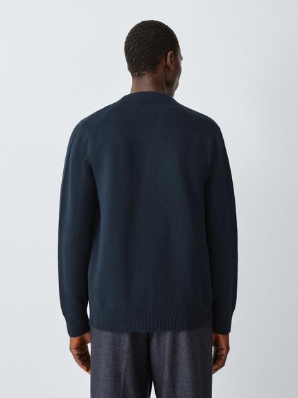 John Lewis Cotton Blend Cardigan - view 2, Navy Blue