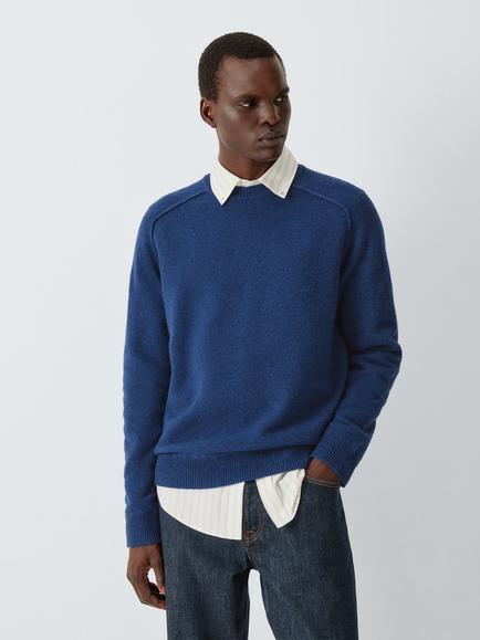 John Lewis Crew Neck Wool Blend Jumper, Marine