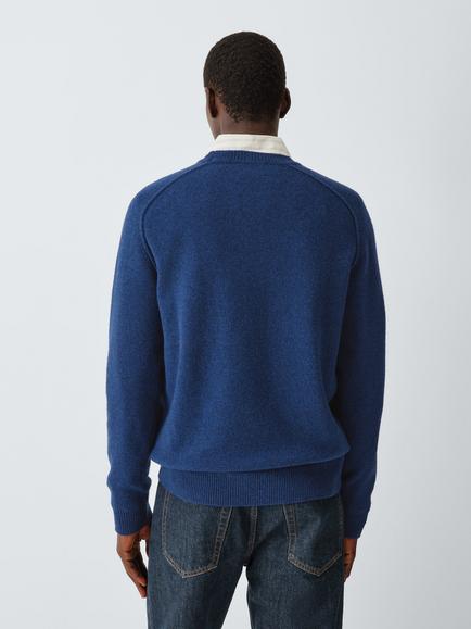 John Lewis Crew Neck Wool Blend Jumper - view 2, Marine