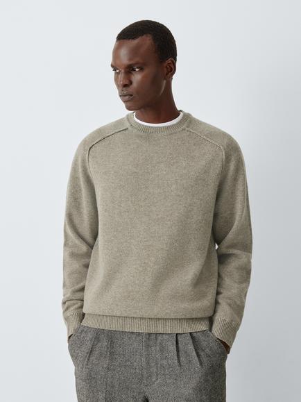 John Lewis Crew Neck Wool Blend Jumper, Oatmeal