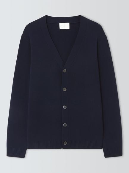 John Lewis Merino Wool V-Neck Cardigan, Navy, Navy
