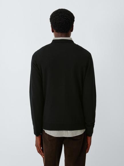 John Lewis Merino Wool Crew Neck Jumper - view 2, Black