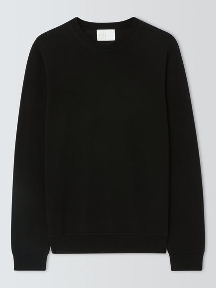 John Lewis Merino Wool Crew Neck Jumper, Black