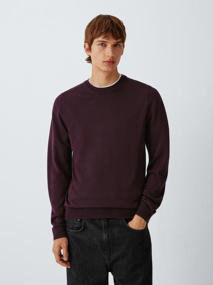 John Lewis Merino Wool Crew Neck Jumper, Tobacco