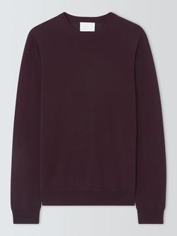 John Lewis Merino Wool Crew Neck Jumper, Deep Azure, Tobacco