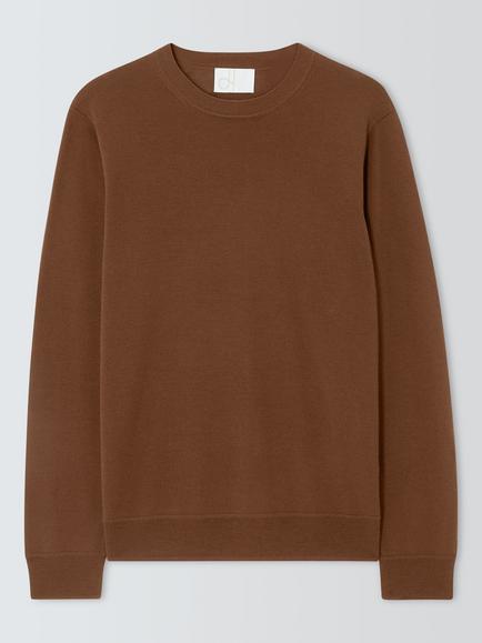 John Lewis Merino Wool Crew Neck Jumper, Burgundy