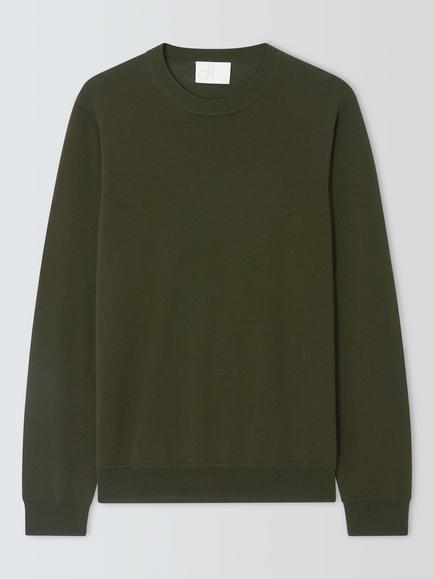 John Lewis Merino Wool Crew Neck Jumper, Army Green