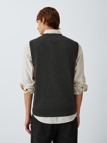 John Lewis Merino Wool Knitted Tank Top - view 2, Asphalt Marl