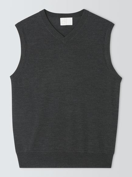 John Lewis Merino Wool Knitted Tank Top, Asphalt Marl