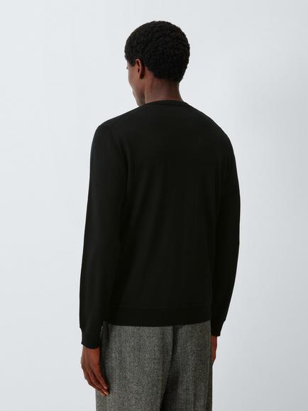 John Lewis Merino Wool V-Neck Jumper - view 2, Black