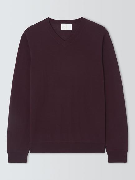 John Lewis Merino Wool V-Neck Jumper, Burgundy